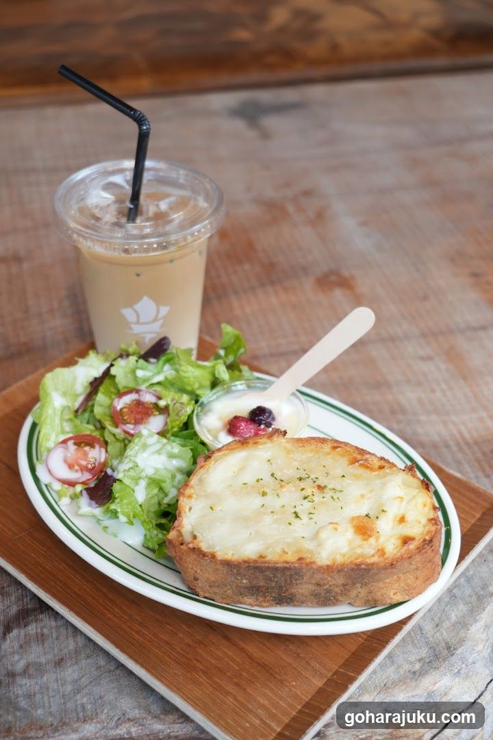 Bread and Salad with Iced Drink