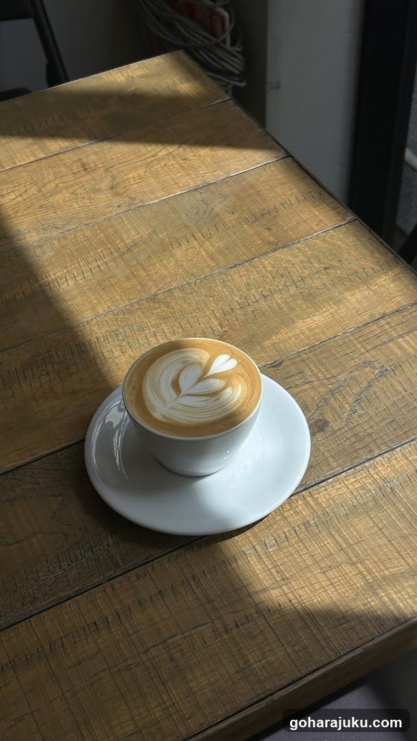 Latte Art Coffee on Wooden Table