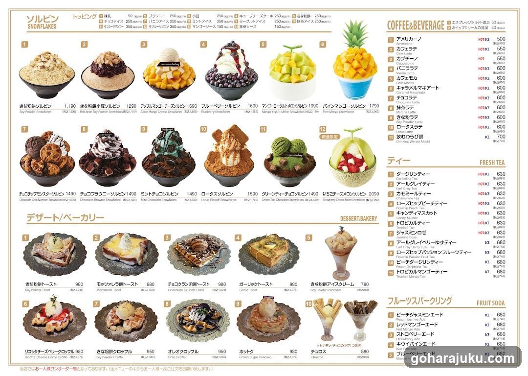 Snowflakes Dessert & Coffee Menu