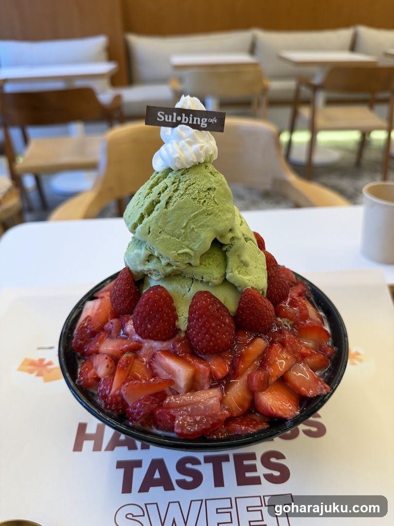 Matcha Strawberry Dessert at Sulbing Cafe