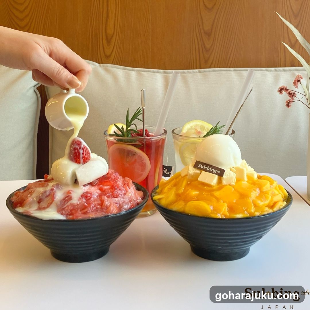 Shaved Ice Desserts with Cream and Fruit