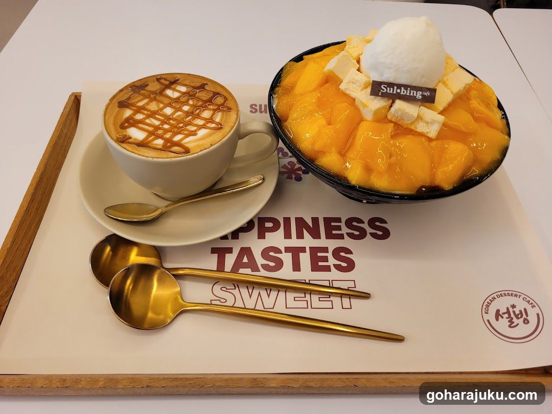 Mango Shaved Ice and Latte