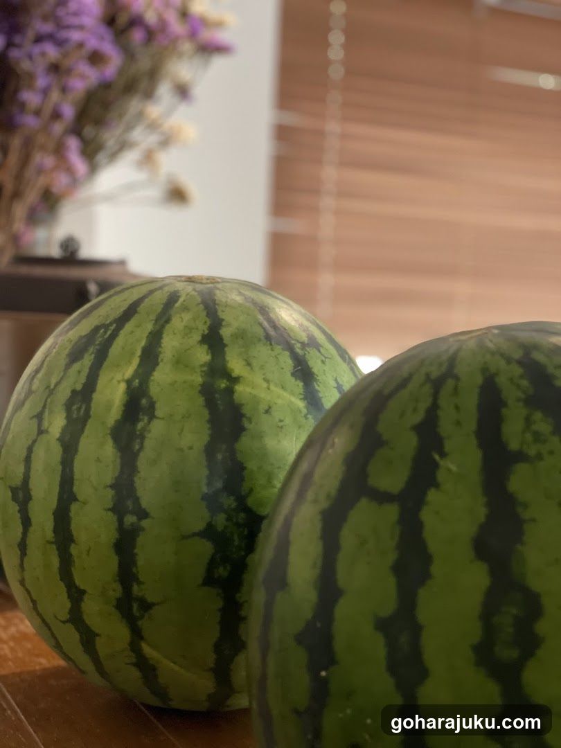 Watermelons on a table