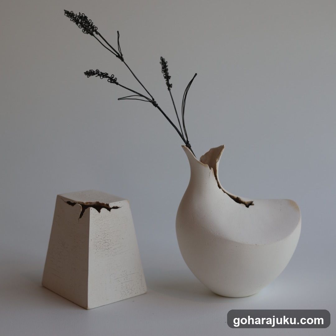 Ceramic Vases with Dried Lavender