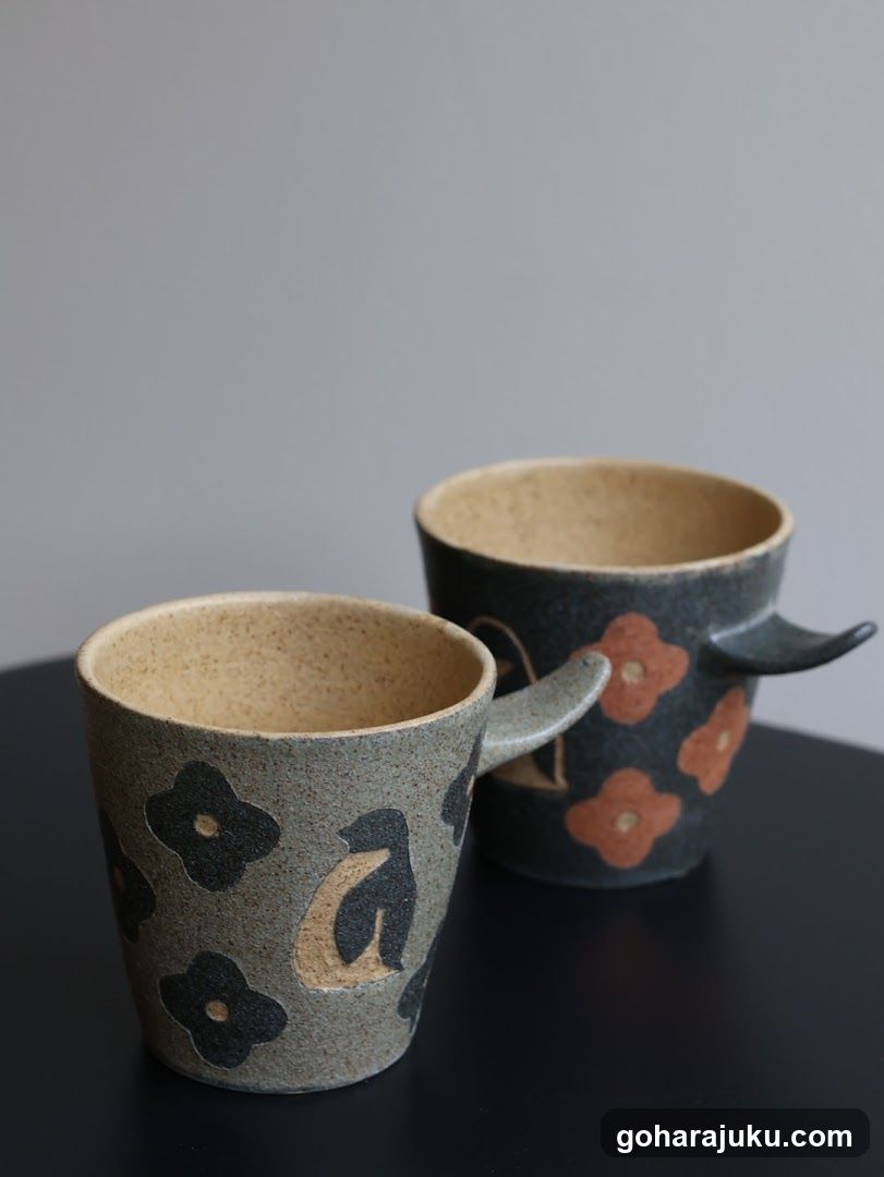 Ceramic Mugs with Floral Patterns