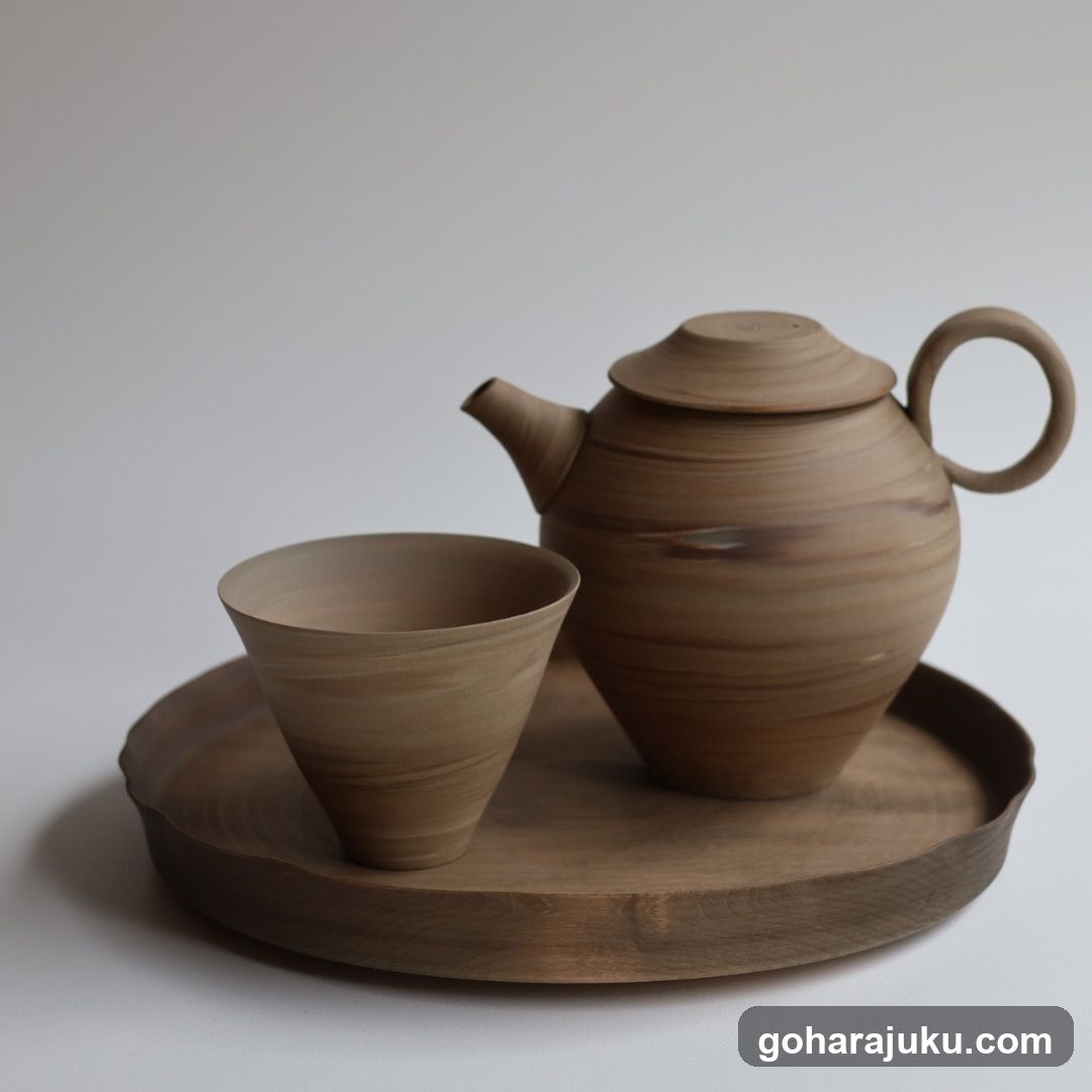 Wooden Tea Set on Tray