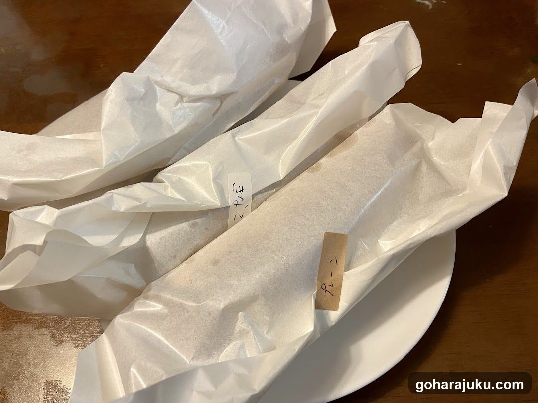 Wrapped Food Items on Plate