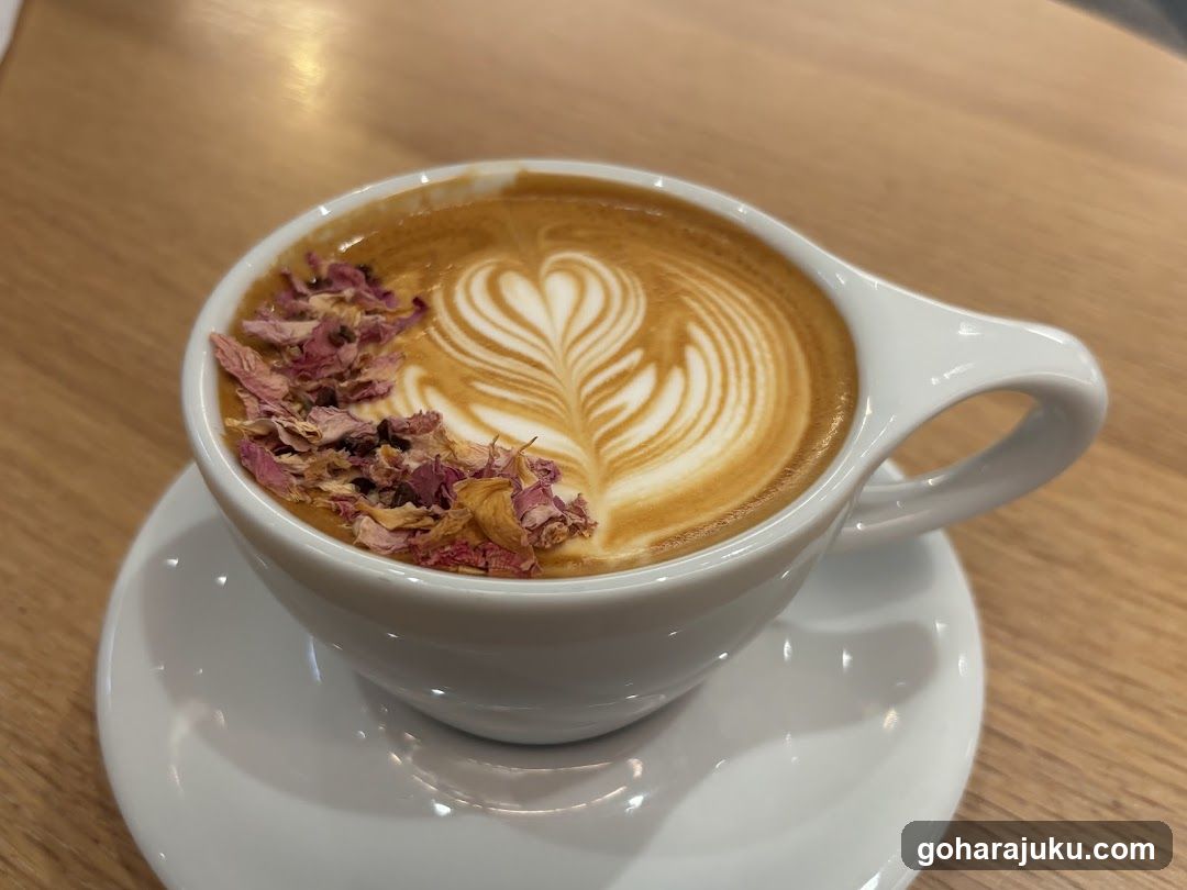 Latte with Latte Art and Dried Flowers