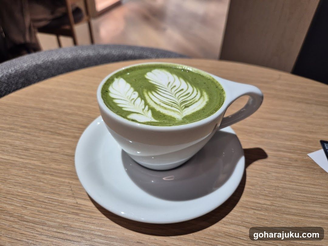 Matcha Latte with Leaf Art