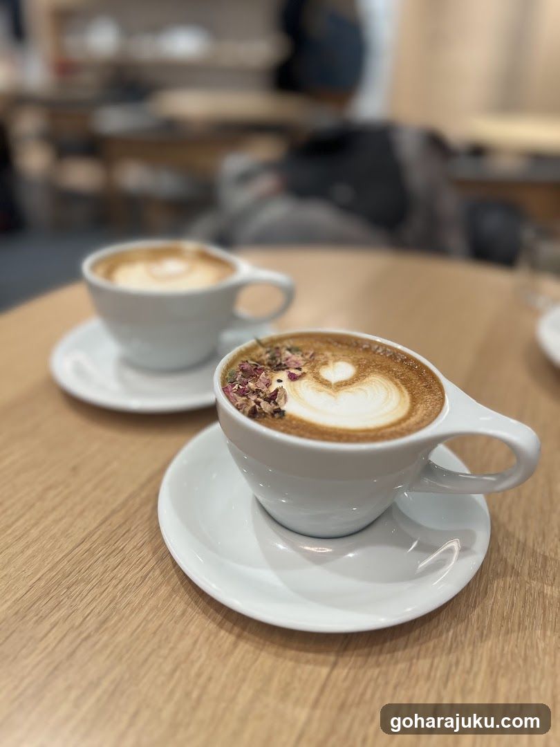 Coffee Latte with Rose Petals
