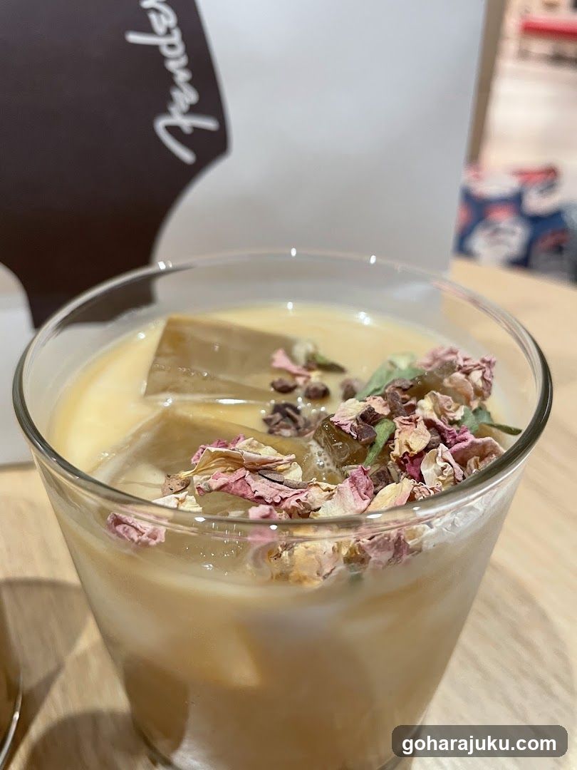 Dried Flower Topping on Iced Drink