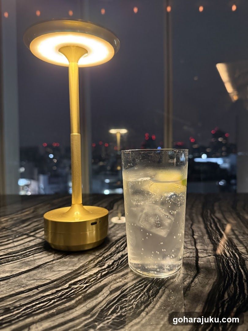 Nighttime drink and lamp