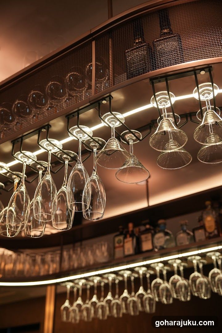Bar Interior with Hanging Glassware