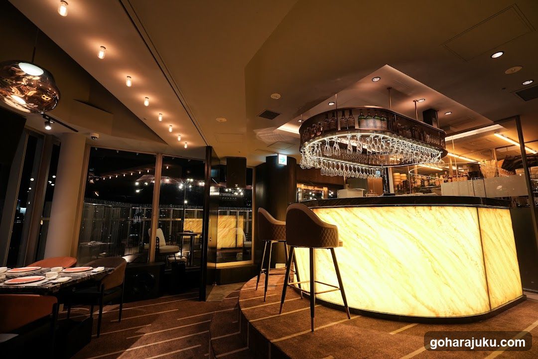 Bar Interior with Illuminated Counter