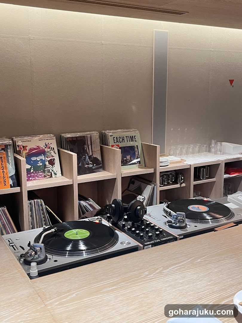 DJ Setup with Vinyl Records