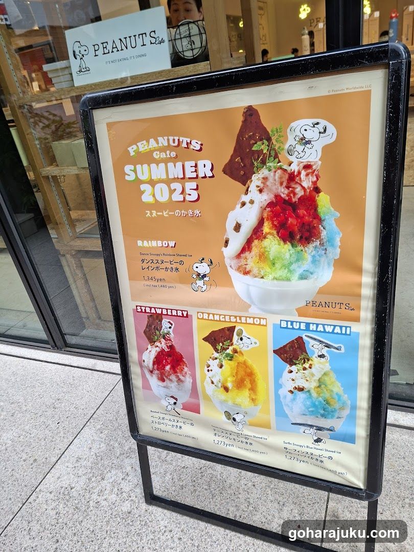 Peanuts Cafe Summer 2025 Menu Board