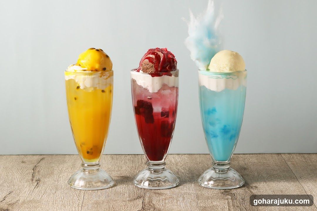 Colorful Milkshakes with Ice Cream Toppings