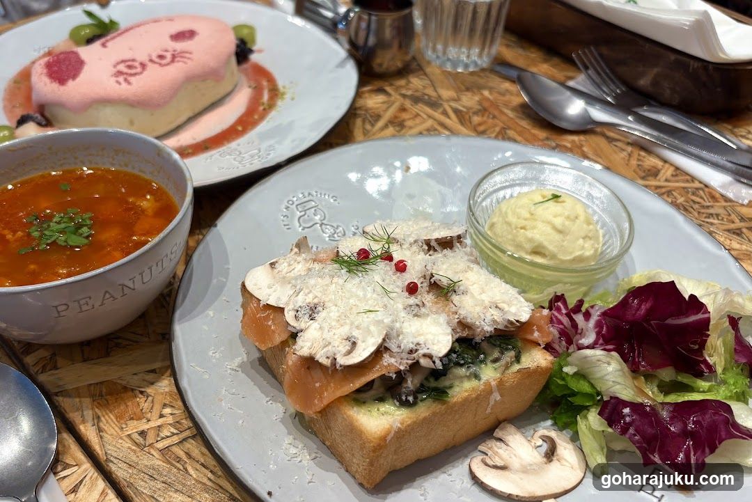 Food Table Setting with Toast and Soup