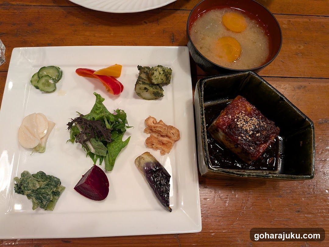 Japanese Meal with Egg Soup and Side Dishes
