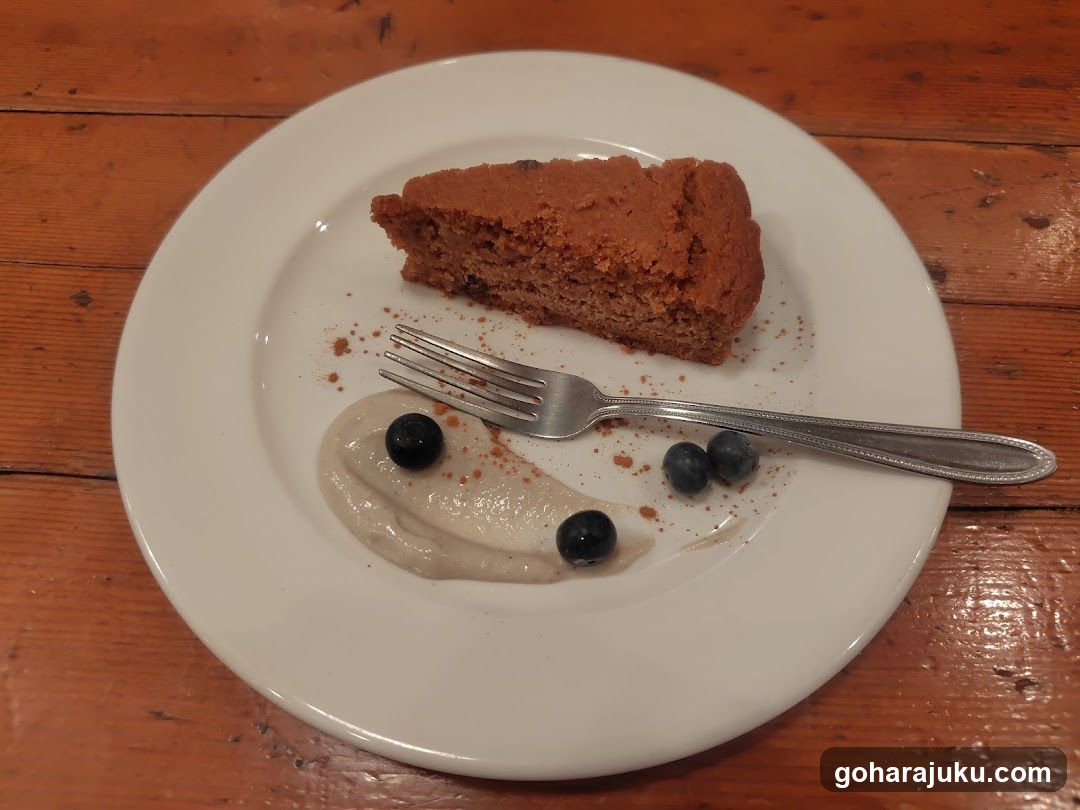 Slice of Cake with Blueberries and Cream