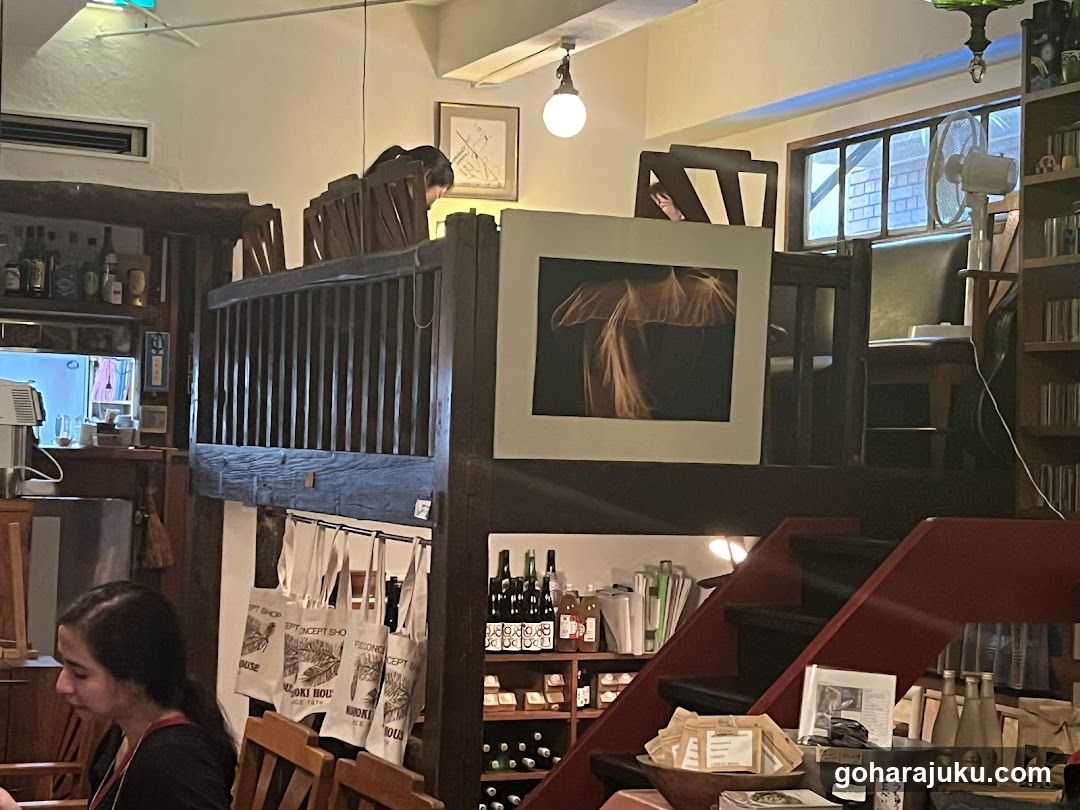 Interior of a cozy shop or cafe with loft seating