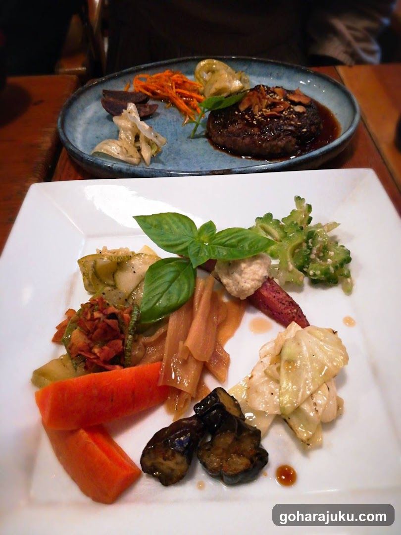 Plated Food Dish with Vegetables and Meat