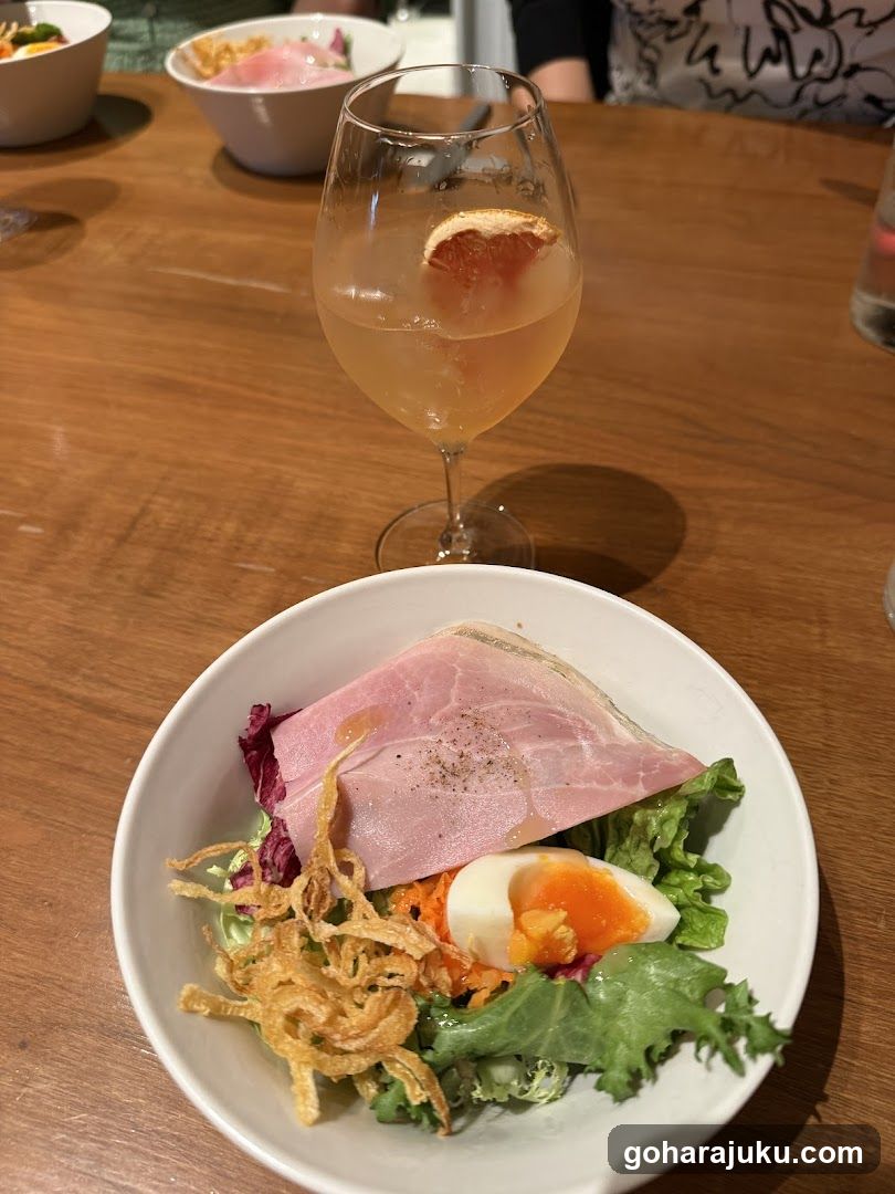 Salad with Ham and Soft-Boiled Egg