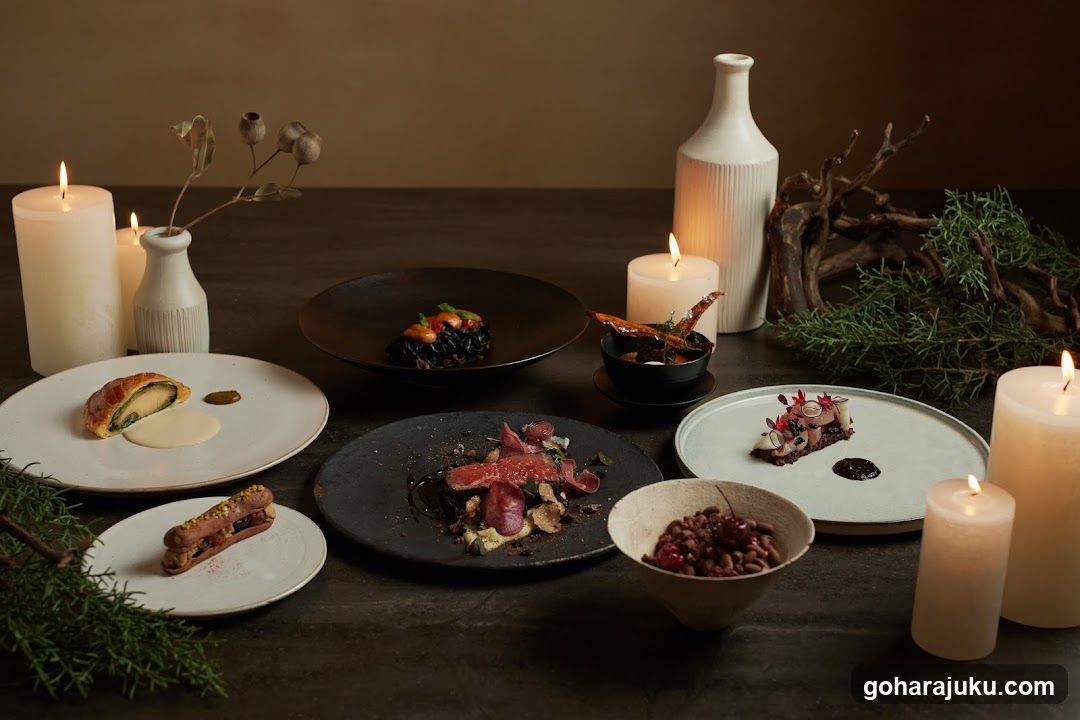 Candlelit Dining Table with Artistic Plated Dishes