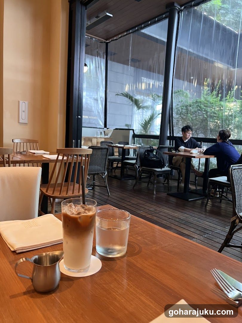 Indoor Cafe Scene with Drinks on Table