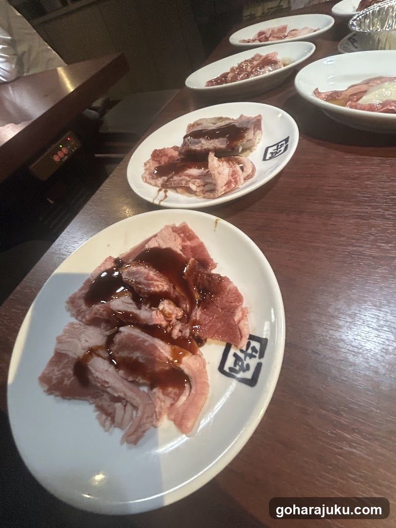 Raw Meat Slices on Plates