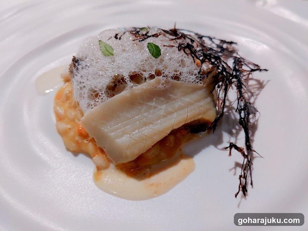 Elegant Fish Dish with Foam and Garnish