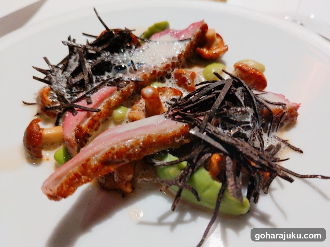 Elegant Plated Dish with Seaweed Garnish