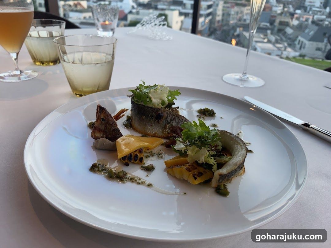 Elegant Dining Scene with Seafood Dish