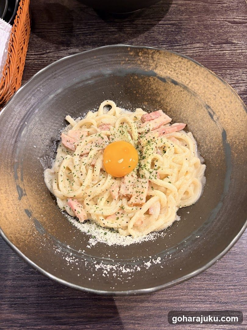 Pasta with Egg Yolk and Ham