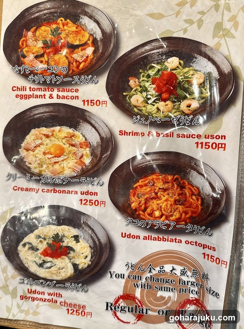 Udon Menu with Photos and Prices