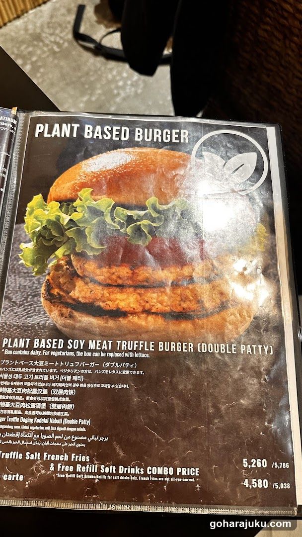 Plant Based Burger Menu Page