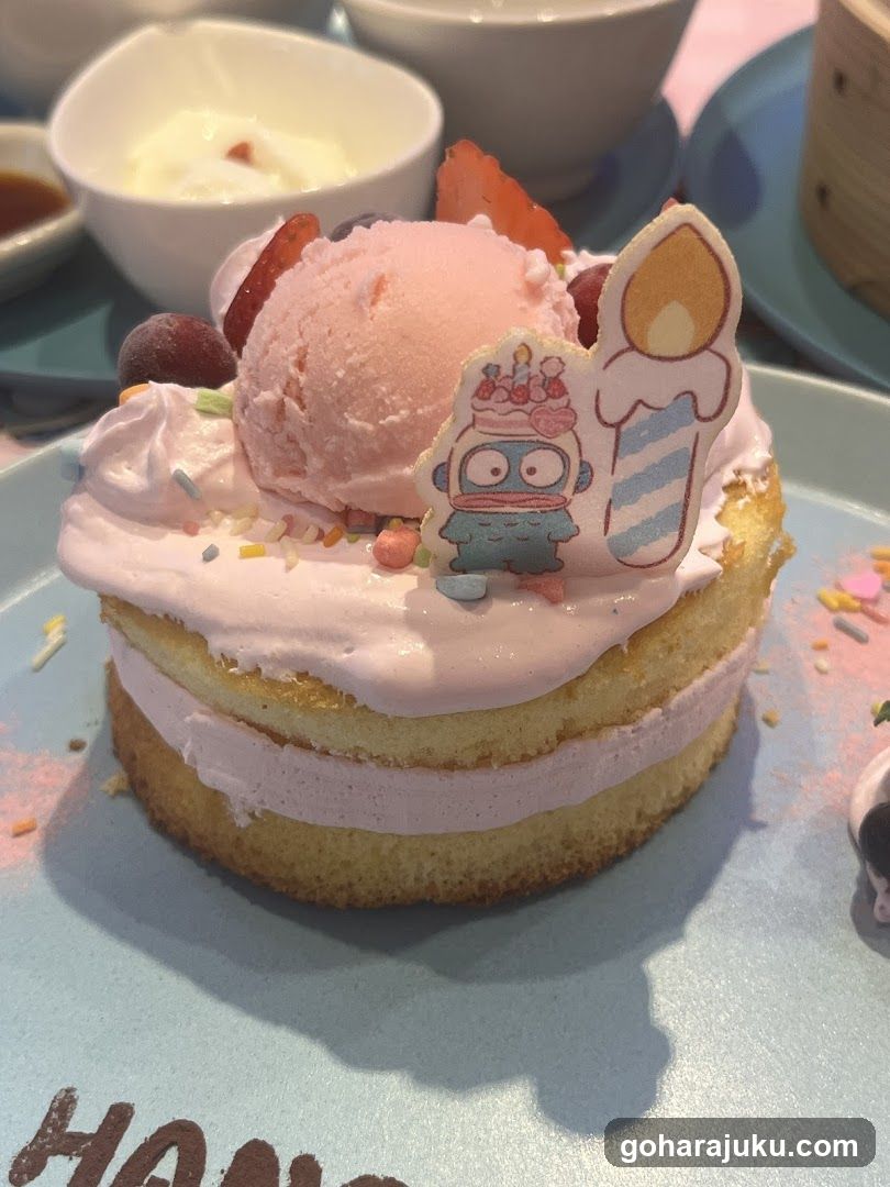 Pink Layer Cake with Ice Cream