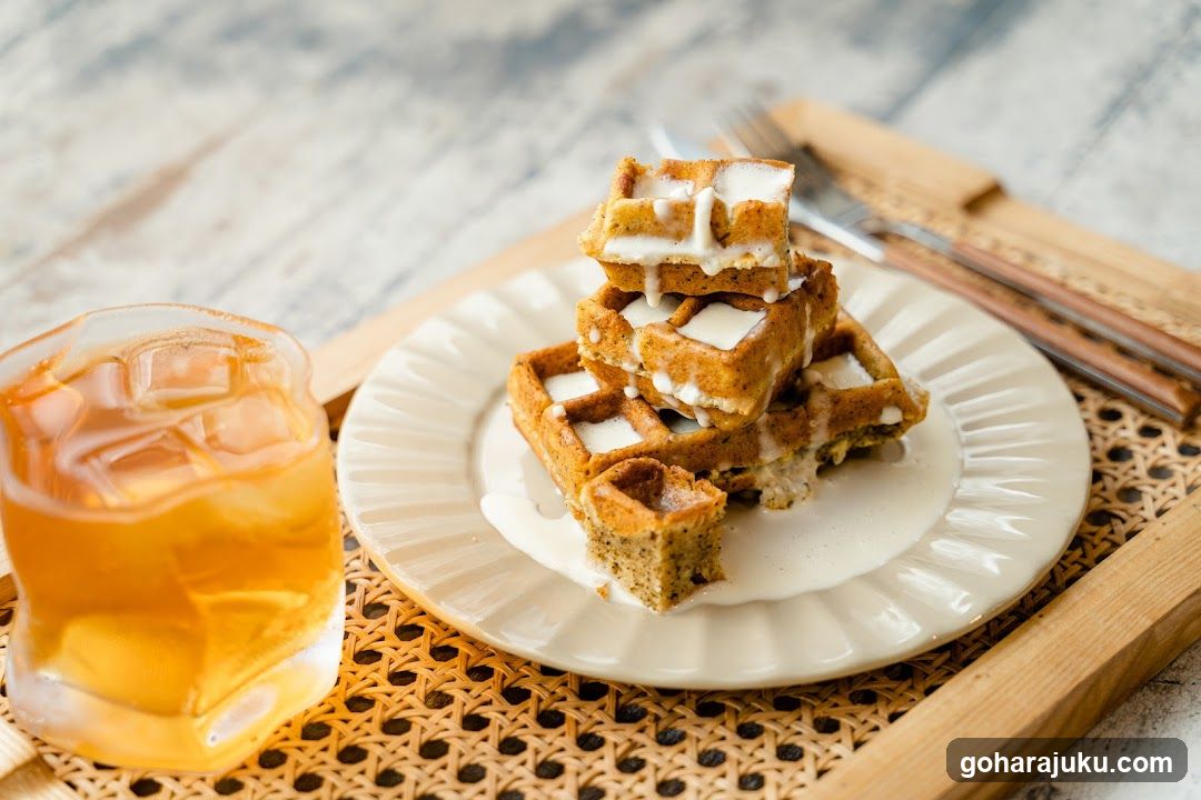 Waffles with Glaze and Iced Drink