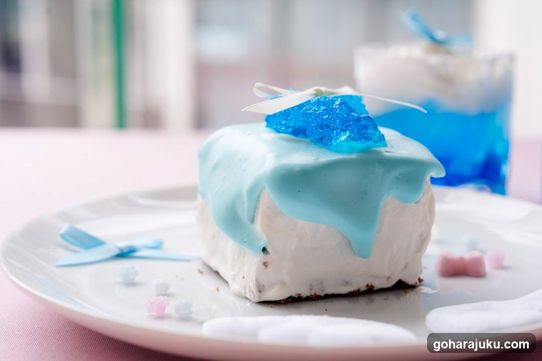 Blue Ice Cream Dessert with Blue Crystals