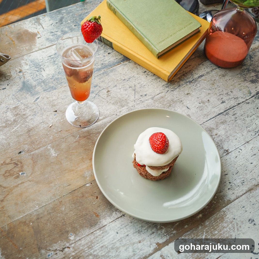 Strawberry Dessert and Drink on Rustic Table