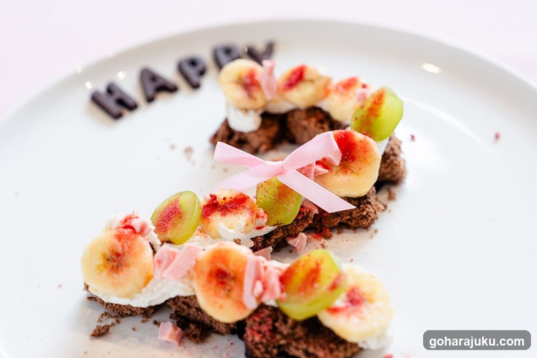 Fruit Dessert with Chocolate Letters