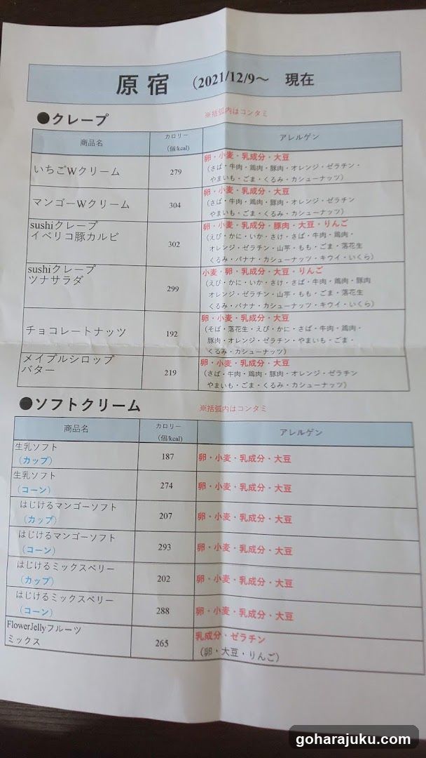 Hakone Creamery Product List