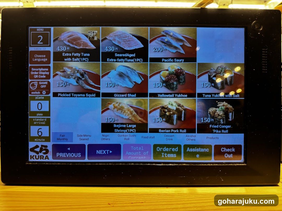Sushi Menu Display