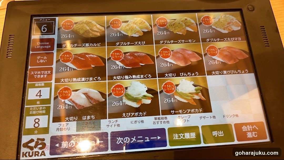Sushi Menu Display