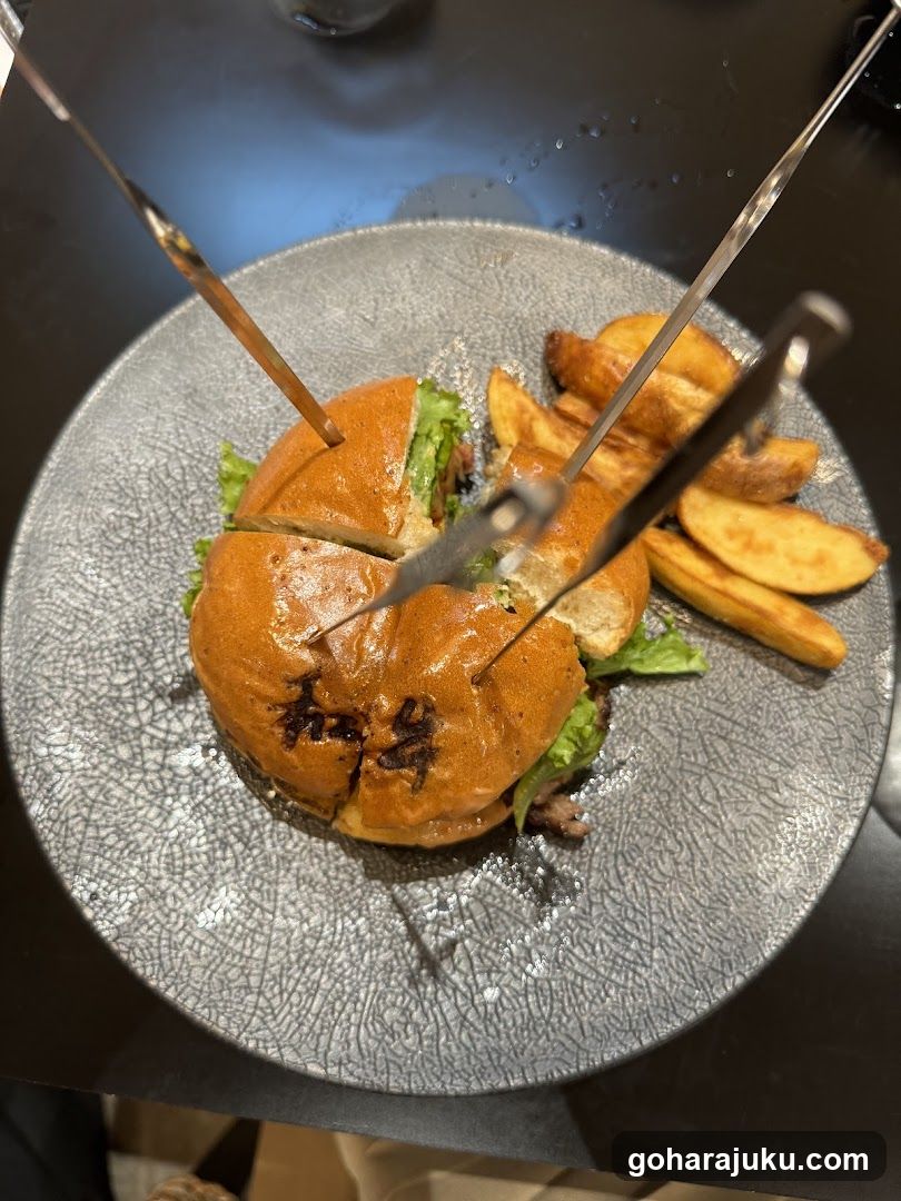 Burger with Skewers and Fries