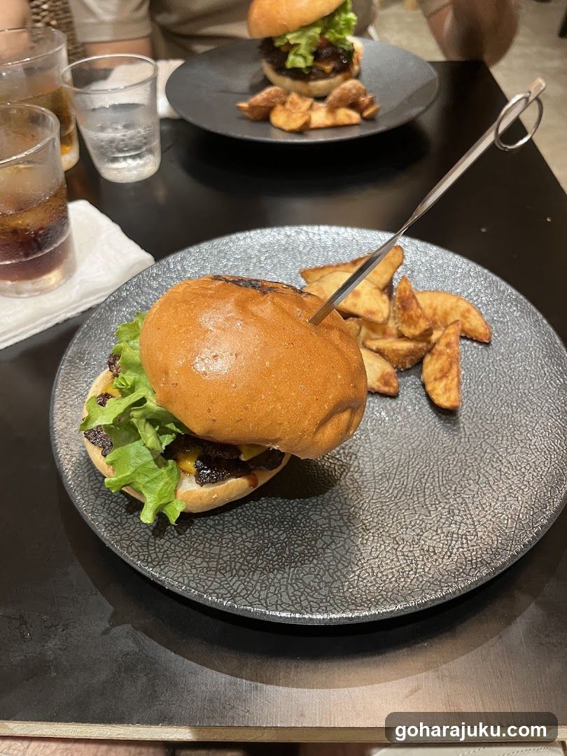 Burger and Fries at Restaurant