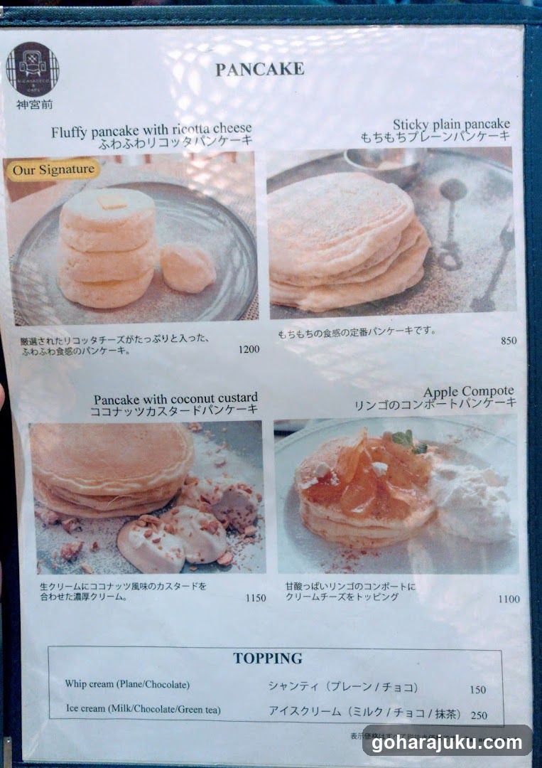 Pancake Menu