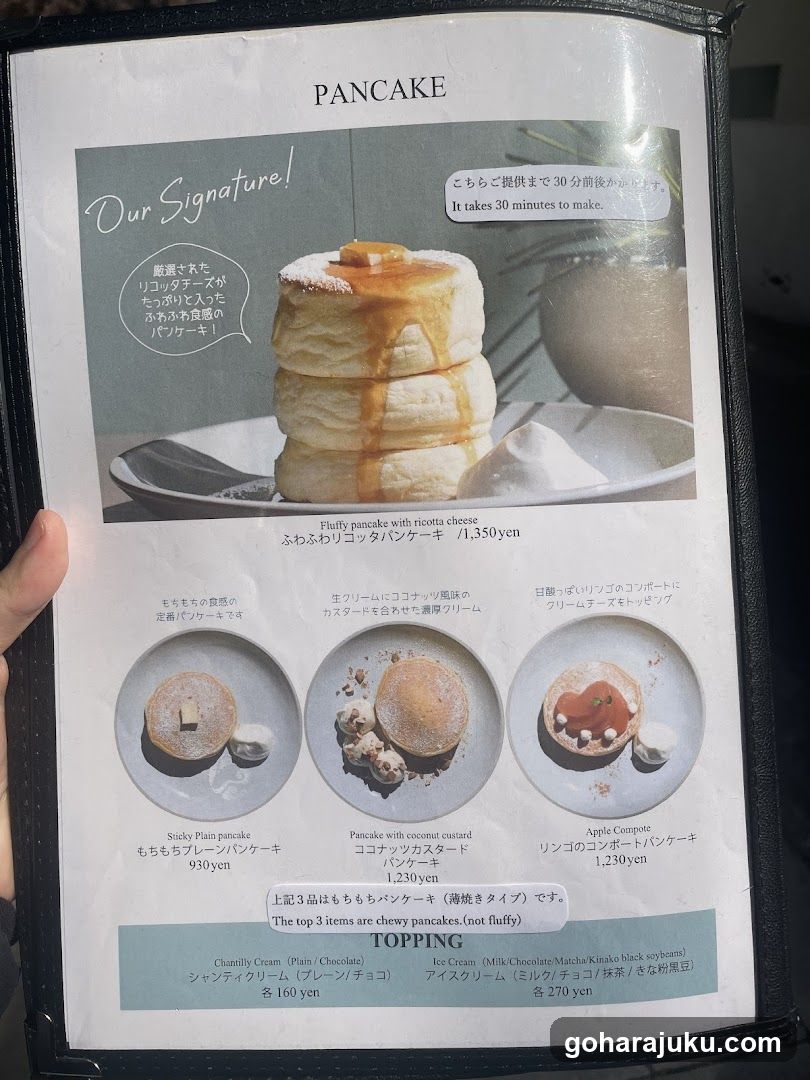 Pancake Menu