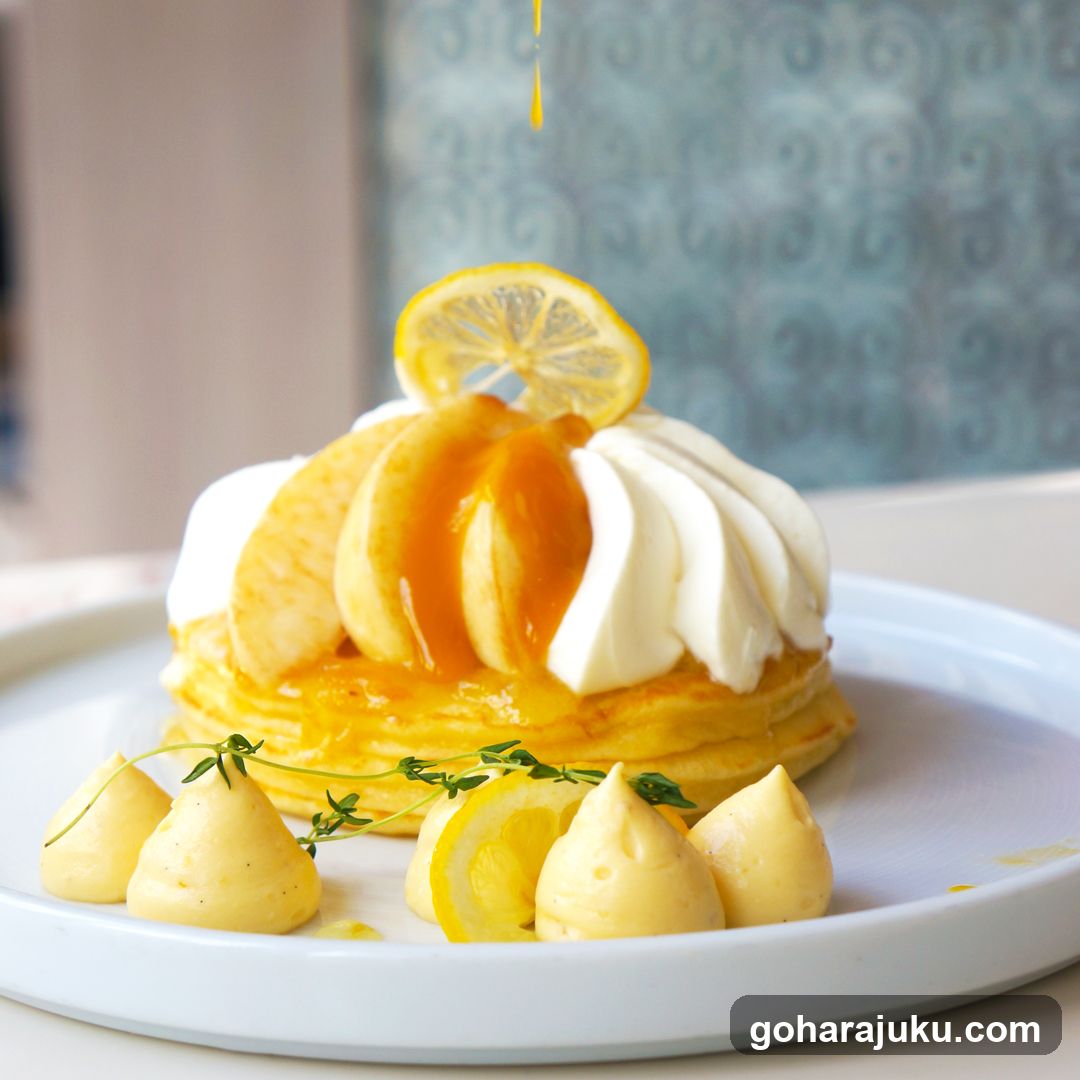 Lemon Pancakes with Whipped Cream and Honey