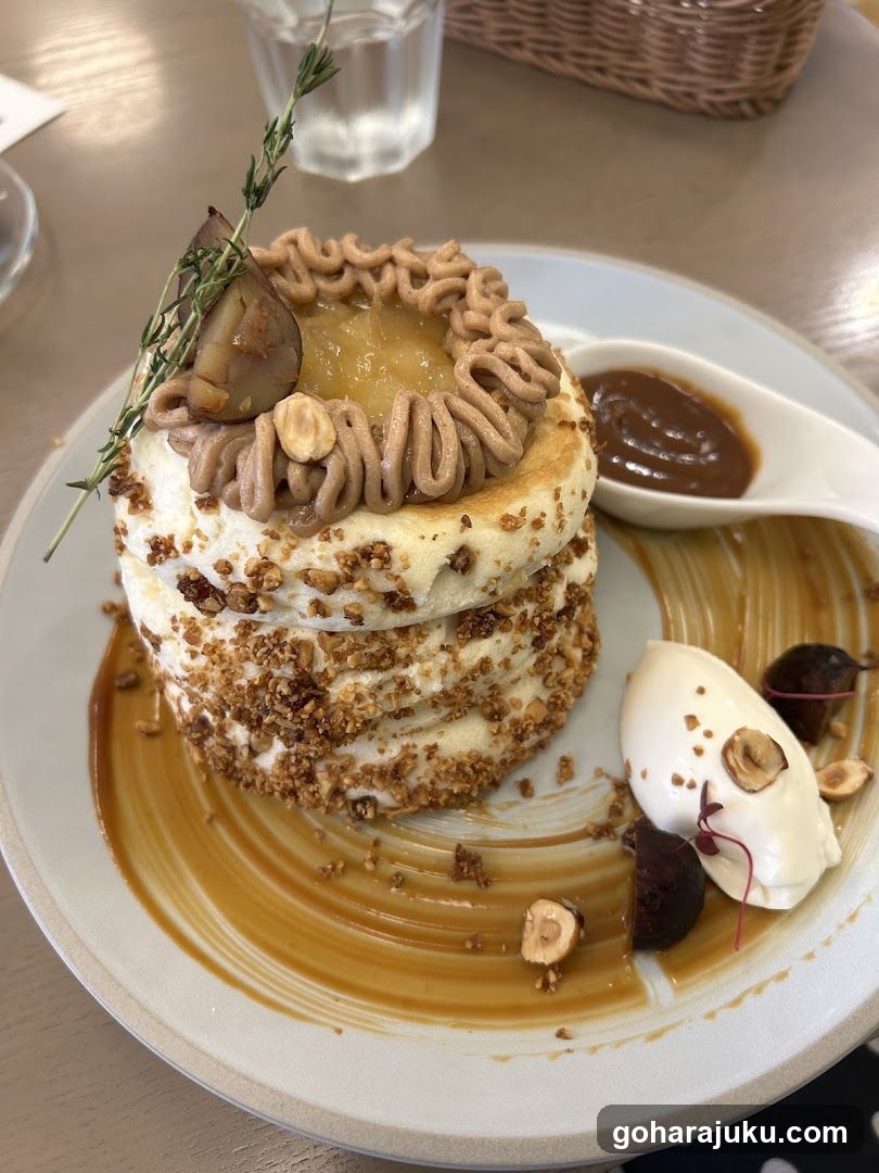 Stacked Pancake Dessert with Hazelnut Topping